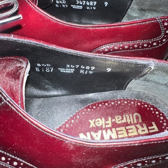 Freeman Ultra-Flex Hendrix Wingtip Leather Oxford Men’s Burgundy Size 9‎ main image 10